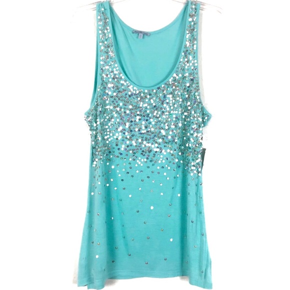Charlotte Russe Tops - Charlotte Russe | Mint Green Gold Sequin Tank Top
